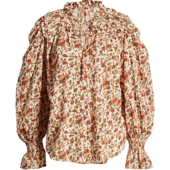 Free People Meant To Be Floral Cotton Blouse XL EUC - Picture 7 of 15